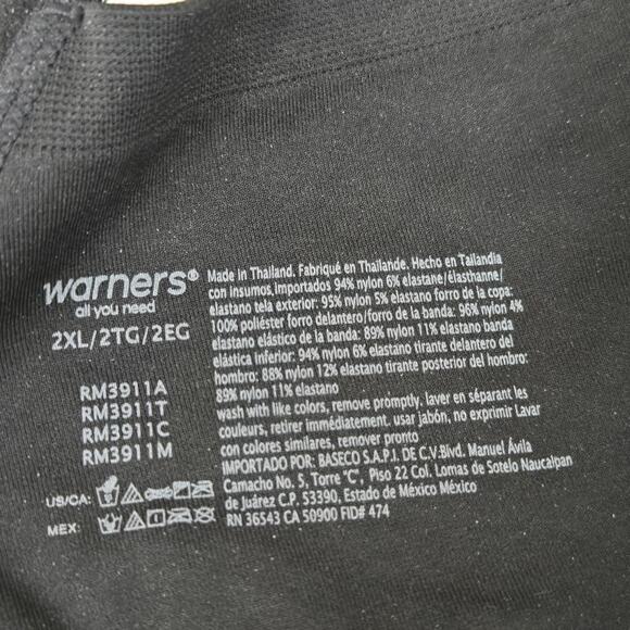 Warners ALL YOU NEED RM3911A Wire Free Molded Sewn In Cup Bra's Black 2XL - Picture 7 of 9